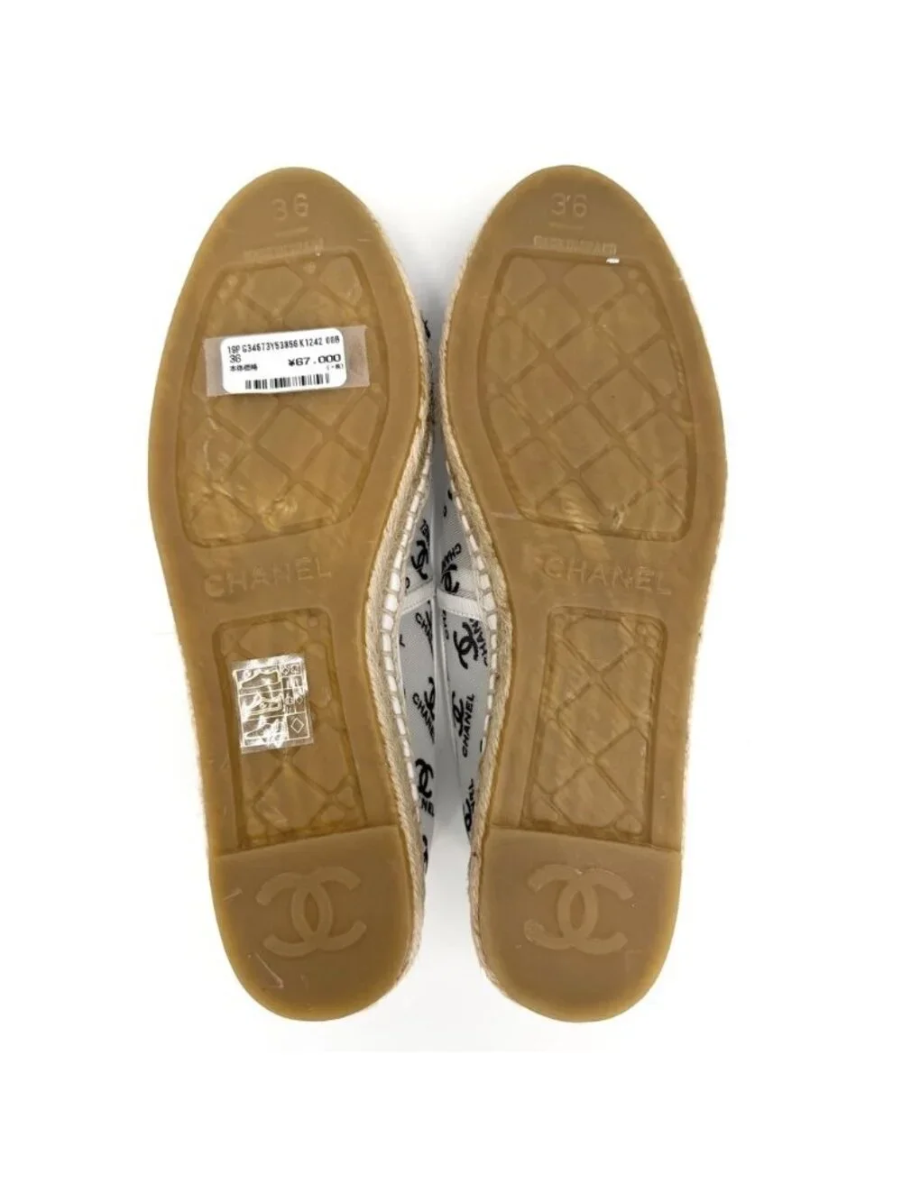 Chanel Sneakers Espadrilles Flat Shoes CC Logo Mesh White Black
